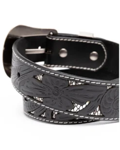 Shyanne Women's Tooled Floral Cut Out Underlay Western Belt