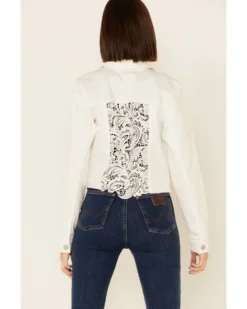 Shyanne Women's Crochet Back Button-Down Crop Jacket