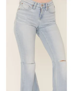 Shyanne Women's Destructed Knee Super Flare Leg Jeans