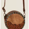 Shyanne Women's Hair-On Tooled Round Crossbody Bag