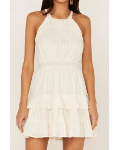 Shyanne Women's Swiss Dot Embroidered Halter Neck Dress -Shyanne Store 2000364747 100 P3