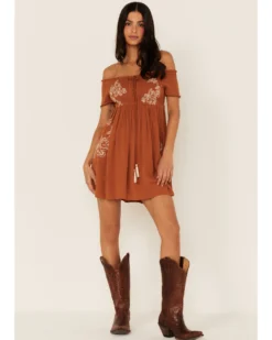 Shyanne Women's Smocked Off Shoulder Floral Embroidered Mini Dress -Shyanne Store 2000364754 200 P2