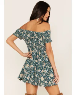 Shyanne Women's Floral Print Smocked Off Shoulder Dress -Shyanne Store 2000364762 443 P4