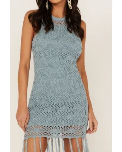 Shyanne Women's Yarn Crochet Fringe Trim Midi Dress -Shyanne Store 2000364789 450 P4