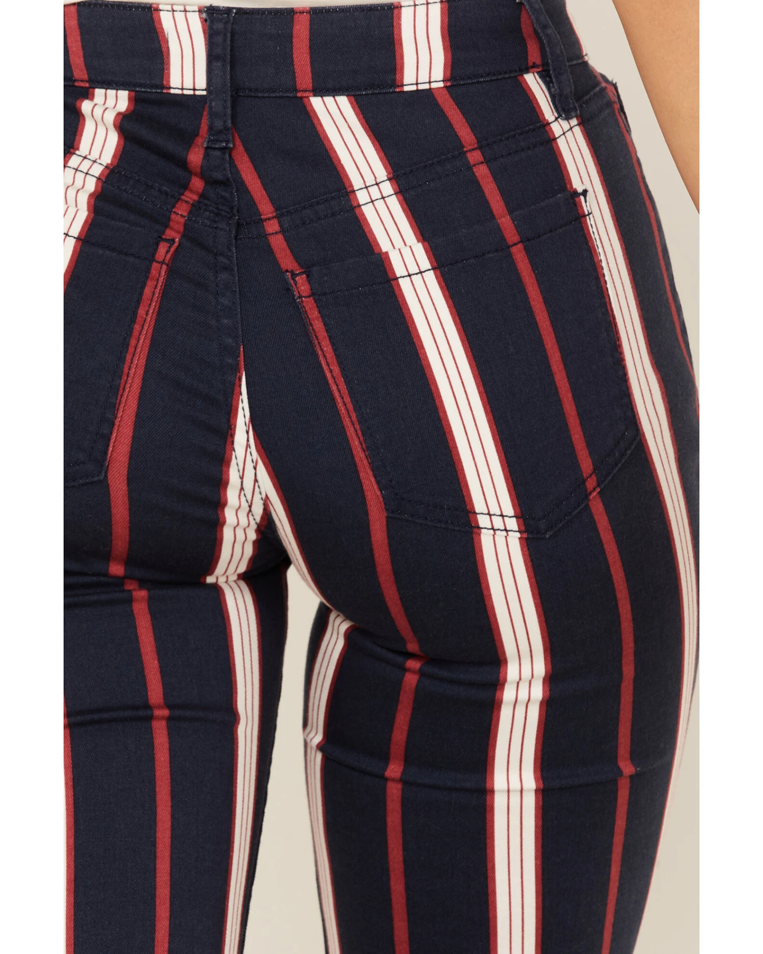 Shyanne Women's High Rise Stripe Super Flare Jeans 1 Shyanne Women's High Rise Stripe Super Flare Jeans