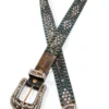 Shyanne Women's Copper Distressed Croc Turquoise & Rhinestone Bling Belt