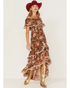 Shyanne Women's Floral Print Off-Shoulder Ruffle Maxi Dress