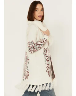 Shyanne Women's Paisley Knit Fringe & Faux Fur Cardigan -Shyanne Store 2000373040 103 P2