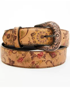Shyanne Women's Estampada Ochre Kimono Floral Print Western Belt