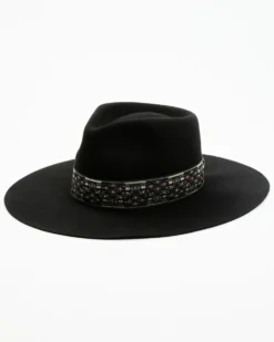 Shyanne Women's Pinch Front Jacquard Ribbon Band Wool Felt Western Hat