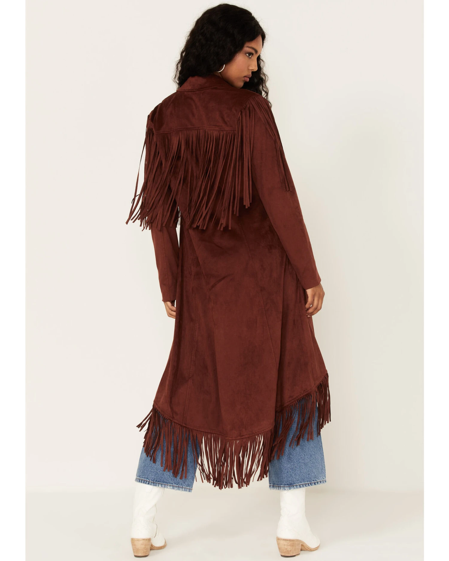 Shyanne Women's Fringe Faux Suede Trench Coat 2 Shyanne Women's Fringe Faux Suede Trench Coat - Image 2