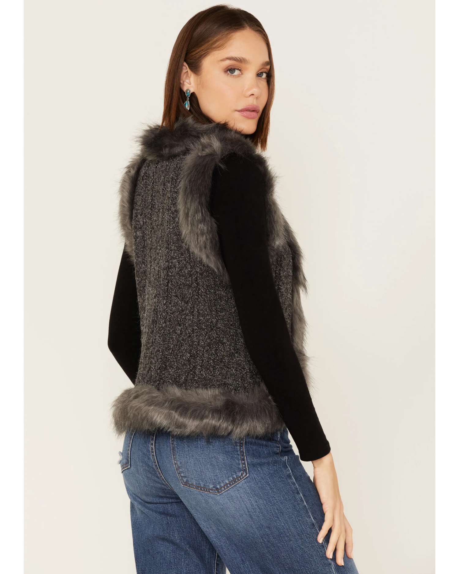 Shyanne Women's Faux Fur Knit Vest 1 Shyanne Women's Faux Fur Knit Vest
