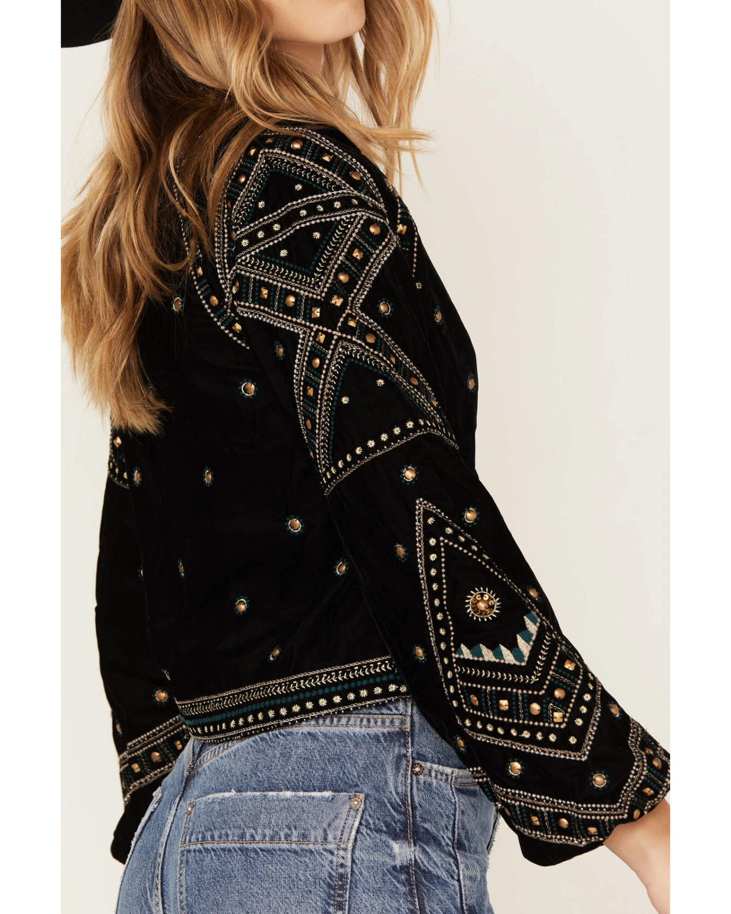 Shyanne Women's Velvet Beaded Jacket 2 Shyanne Women's Velvet Beaded Jacket - Image 2