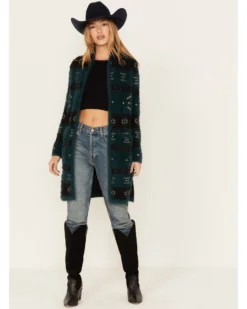 Shyanne Women's Southwestern Eyelash Knit Cardigan