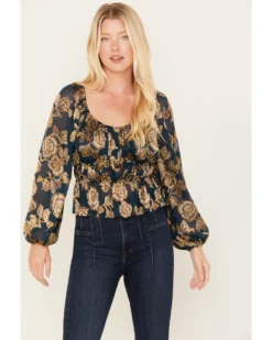 Shyanne Women's Floral Print Burnout Top -Shyanne Store 2000380667 401 P1