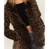 Shyanne Women's Leopard Print Faux Fur Coat