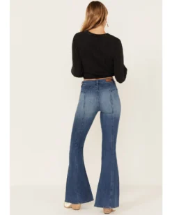 Shyanne Women's Medium Wash High Rise Eden Stretch Flare Jeans 7 Shyanne Women's Medium Wash High Rise Eden Stretch Flare Jeans -Shyanne Store 2000381363 414 P3