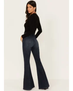 Shyanne Women's Dark Wash High Rise Eden Stretch Flare Jeans 7 Shyanne Women's Dark Wash High Rise Eden Stretch Flare Jeans -Shyanne Store 2000381364 416 P3