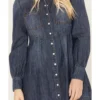 Shyanne Women's Medium Wash Long Sleeve Denim Shirt Dress