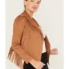 Shyanne Women's Crop Fringe Faux Suede Jacket