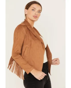 Shyanne Women's Crop Fringe Faux Suede Jacket
