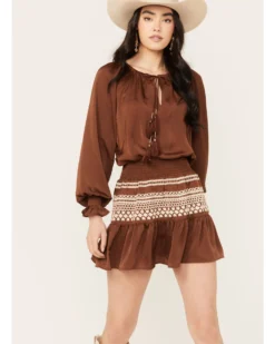 Shyanne Women's Satin Peasant Dress -Shyanne Store 2000382869 201 P1