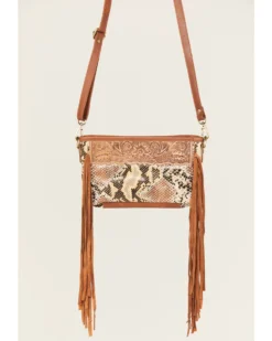 Shyanne Women's Snake Print Fringe Crossbody