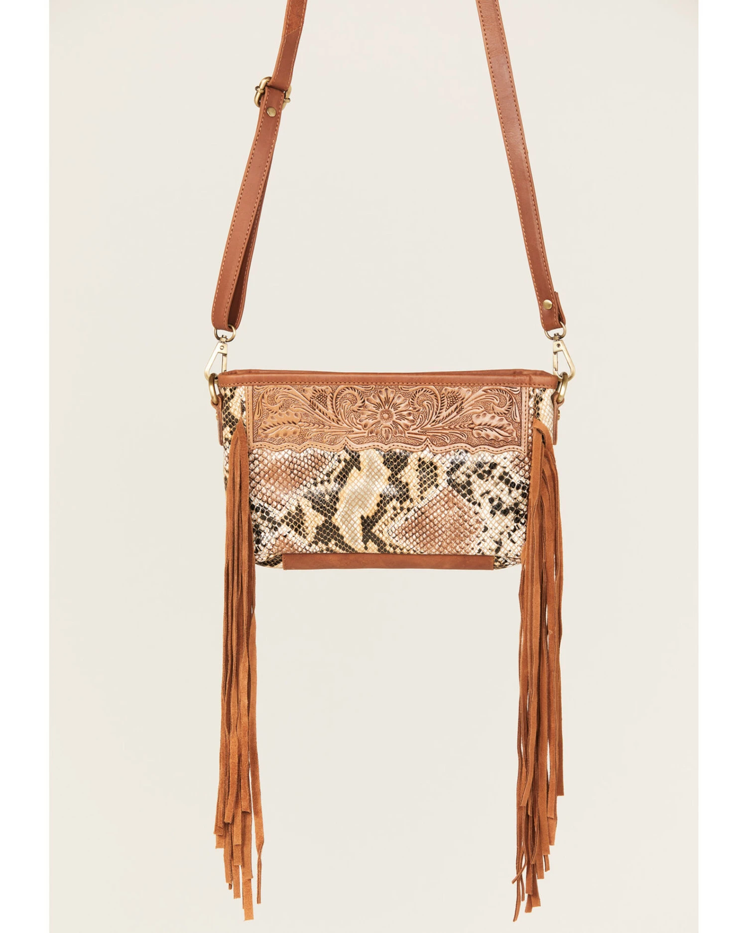Shyanne Women's Snake Print Fringe Crossbody 1 Shyanne Women's Snake Print Fringe Crossbody