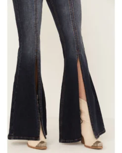 Shyanne Women's Dark Wash Mid Rise Slit Boot Cut Jeans 6 Shyanne Women's Dark Wash Mid Rise Slit Boot Cut Jeans -Shyanne Store 2000383359 415 P2