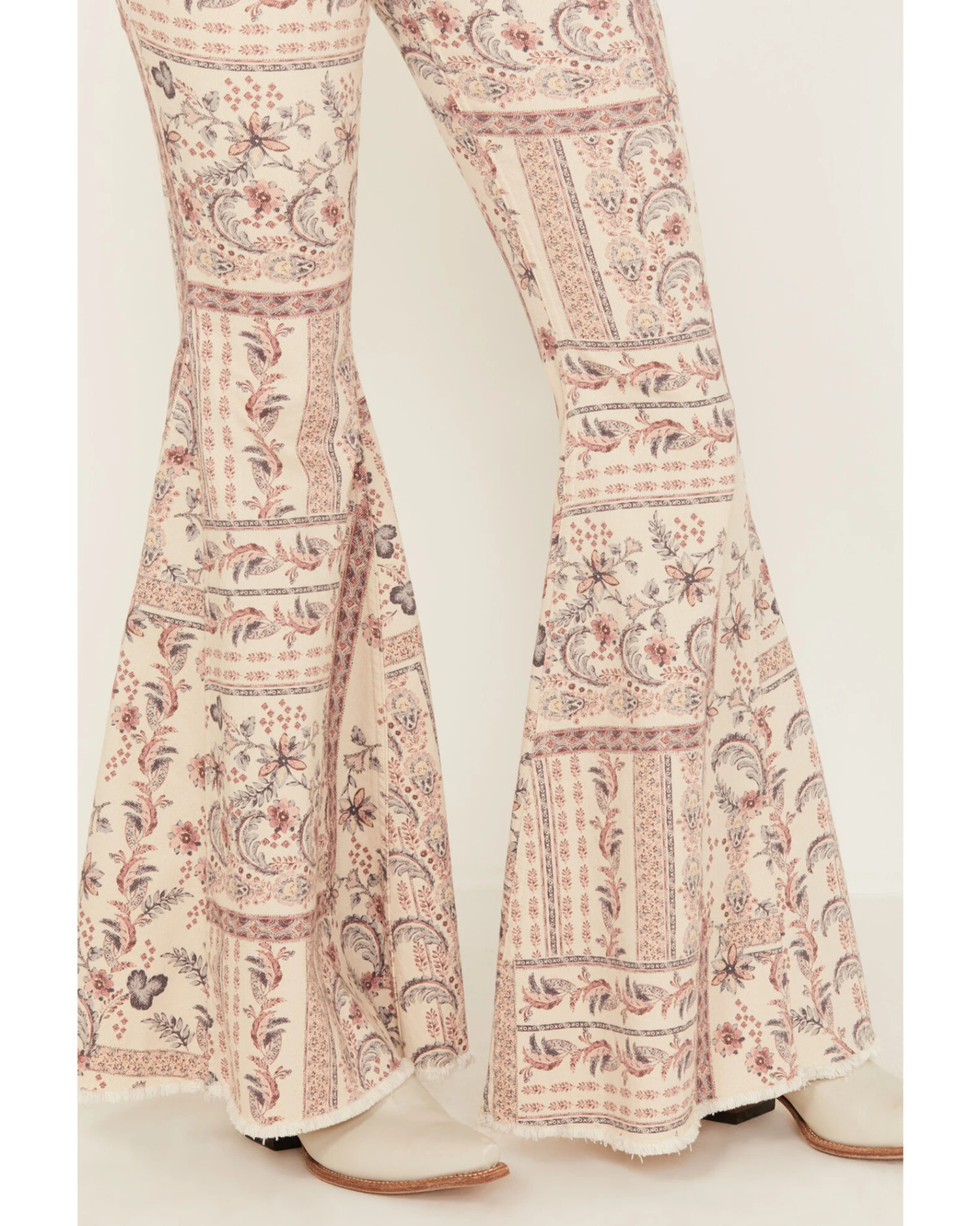 Shyanne Women's High Rise Paisley Americana Print Flare Jeans 4 Shyanne Women's High Rise Paisley Americana Print Flare Jeans - Image 4