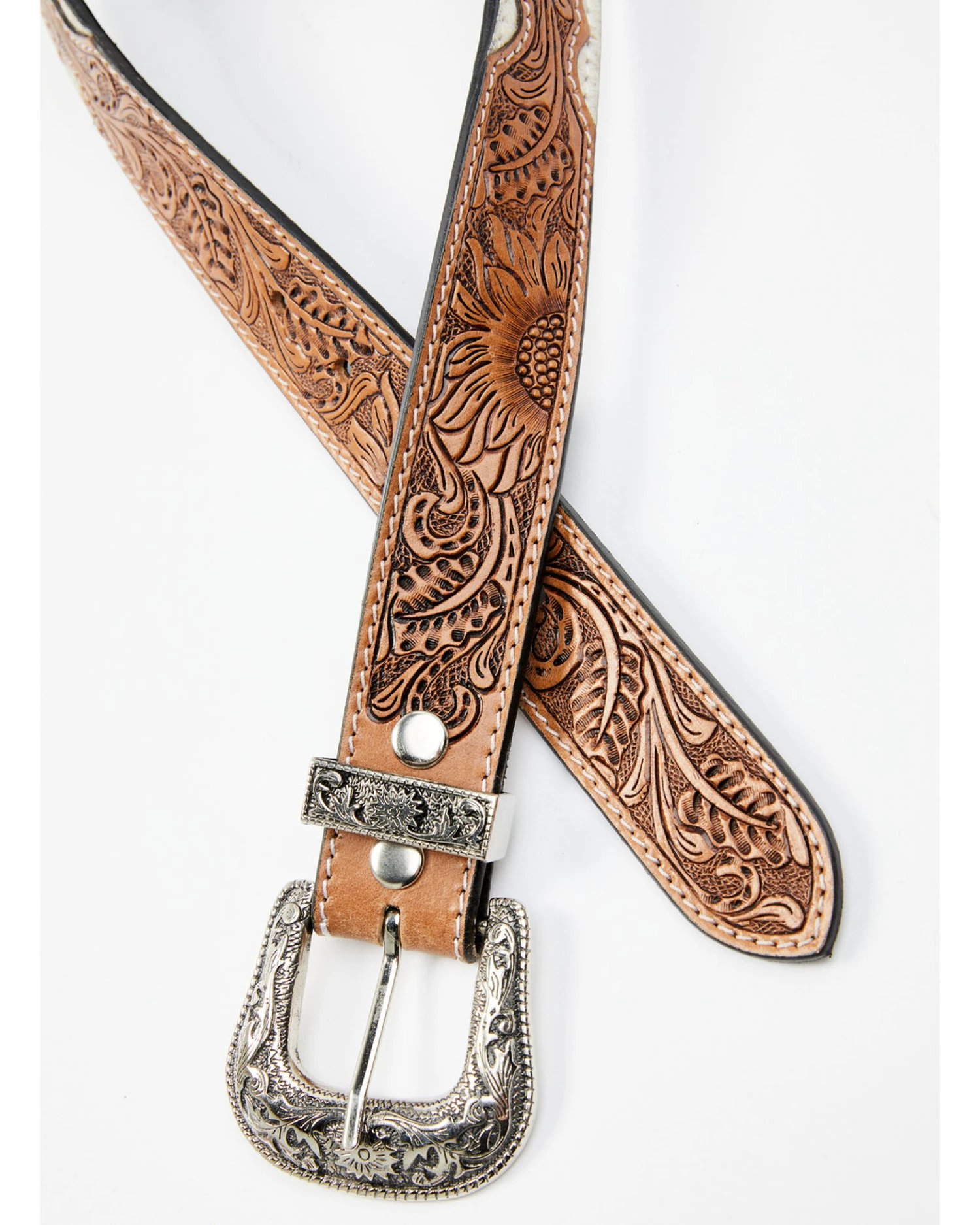Shyanne Women's Cowhide And Floral Tooled Belt 2 Shyanne Women's Cowhide And Floral Tooled Belt - Image 2