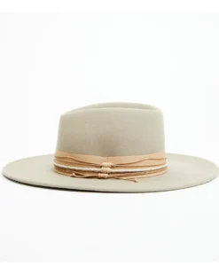 Shyanne Women's Gray Triple-Tied Grosgrain Fedora Hat