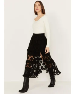 Shyanne Women's Diamond Embroidered Mesh Skirt -Shyanne Store 2000386670 001 P2