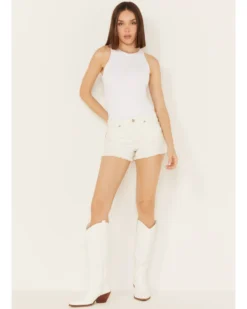 Shyanne Women's Bridal Mid Rise Lace Denim Shorts