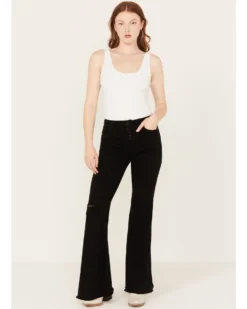 Shyanne Women's High Rise Destructed Super Flare Stretch Jeans -Shyanne Store 2000386845 001 P1